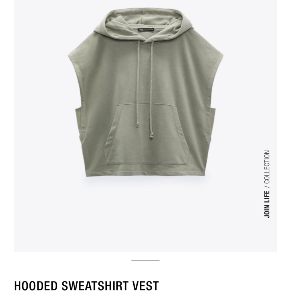 Zara Olive Green Hooded Sweatshirt sleeveless EUC